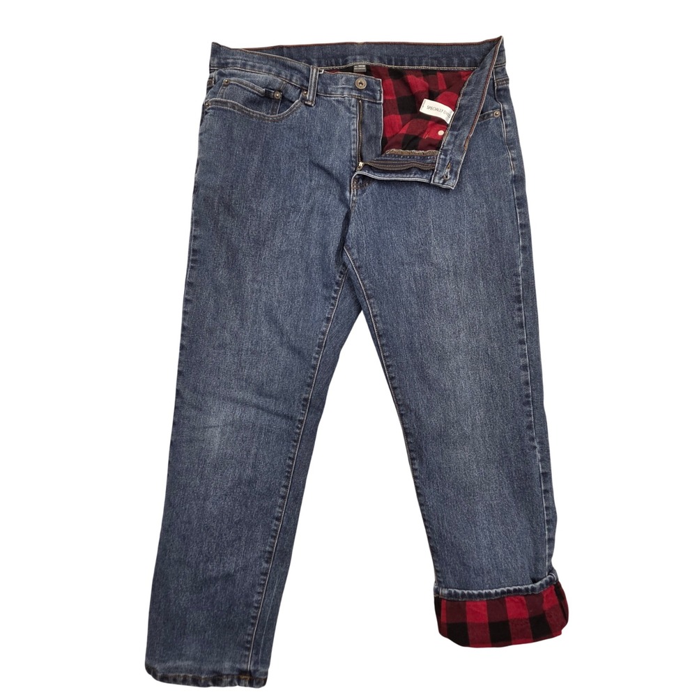 Eddie Bauer Flannel Lined Flex Jeans Straight Fit Blue Mens 34x30